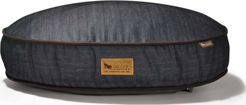 Tmavě modrý pelíšek pro psa ø 70 cm Round Bed Denim Medieval Blue / Dark Chocolate S – P.L.A.Y.