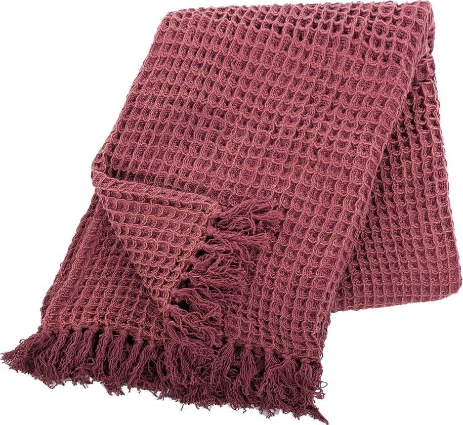 Světle bordová bavlněná deka Tiseco Home Studio Waffle, 130 x 170 cm