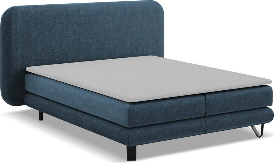 Modrá boxspring postel 140x200 cm Ilima – Makamii