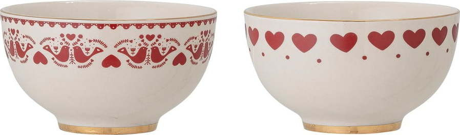 Bílé misky s vánočním motivem z kameniny v sadě 2 ks 500 ml Jolly – Bloomingville