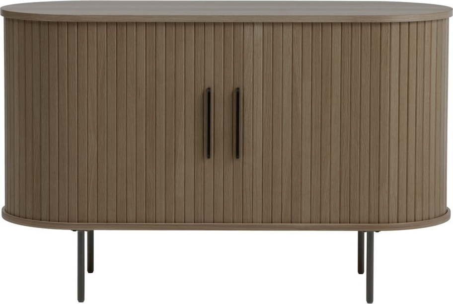 Hnědá komoda v dekoru dubu s posuvnými dveřmi 120x76x45 cm Nola – Unique Furniture