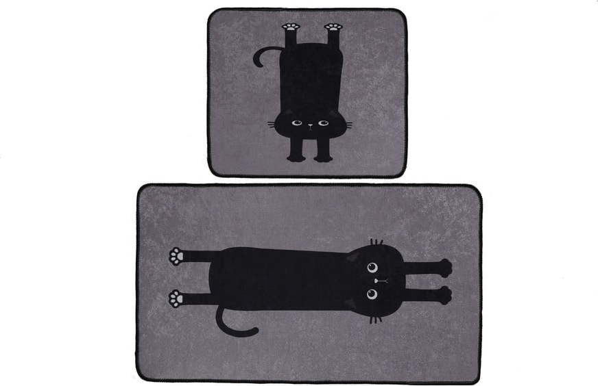 Černo-šedé koupelnové předložky v sadě 2 ks 60x100 cm Comfort – Foutastic