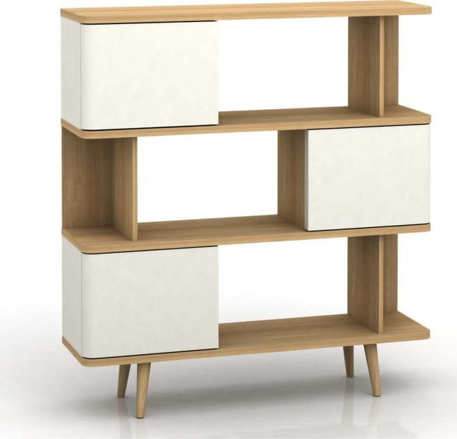 Bílá knihovna v dekoru dubu 120x130 cm Alana - Støraa