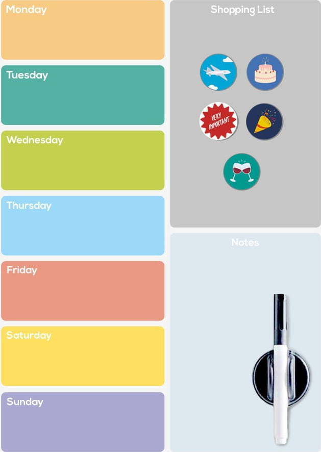 Magnetická tabule 30x42 cm Week Planner – Balvi