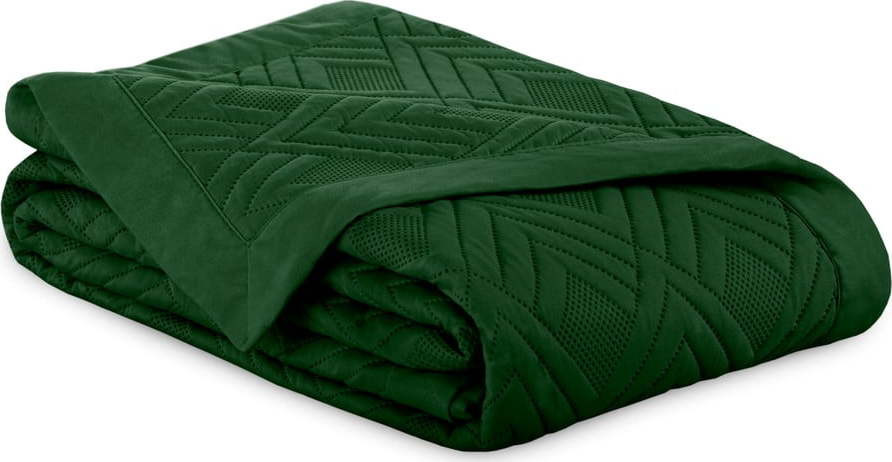 Tmavě zelený prošívaný přehoz z mikrovlákna 220x240 cm Ophelia – Restilo