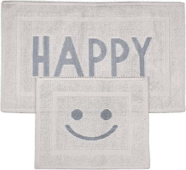 Světle šedé koupelnové předložky v sadě 2 ks 60x100 cm Happy – Foutastic
