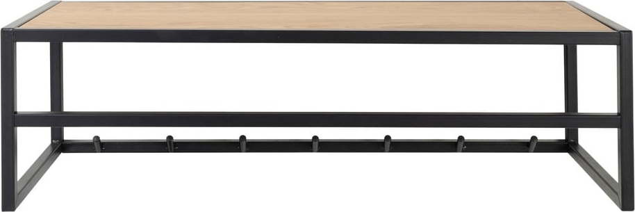 Nástěnný věšák v dekoru dubu s poličkou v černo-přírodní barvě Seaford – Actona