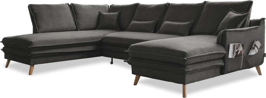 Tmavě šedá rozkládací rohová pohovka (levý roh/do