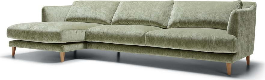 Světle zelená sametová rohová pohovka (levý roh) Vera – Sits