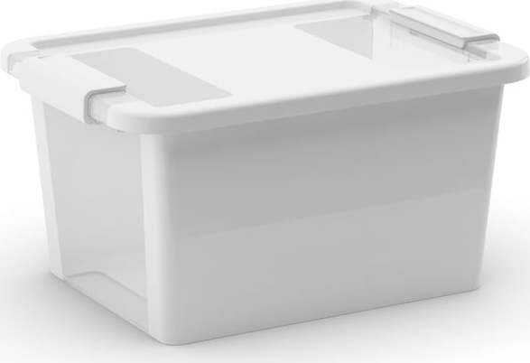 Bílý plastový úložný box s víkem 36,5x26x19 cm Bi-Box S – KIS