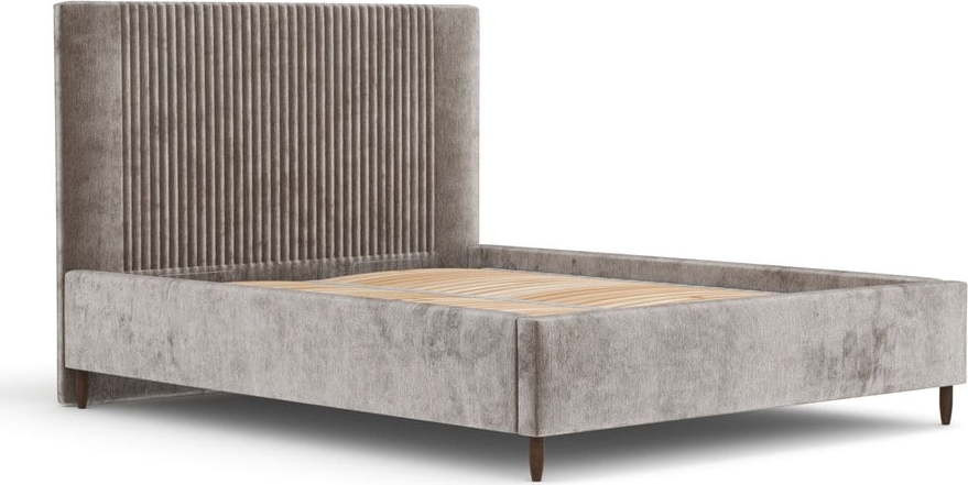 Béžová čalouněná dvoulůžková postel s úložným prostorem s roštem 140x200 cm Etero – Maison de Rêve
