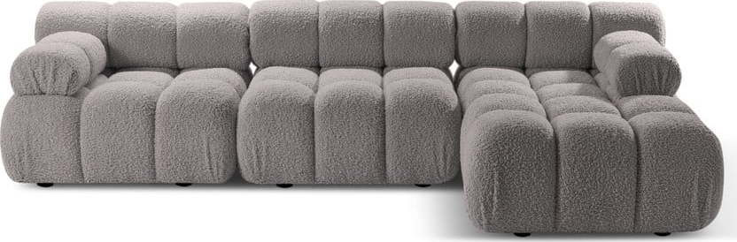 Světle šedá modulární rohová pohovka z textilie bouclé (pravý roh) Bellis – Micadoni Home