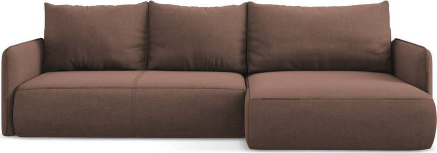 Růžová rozkládací/s úložným prostorem rohová pohovka (pravý roh) Nanea – Makamii