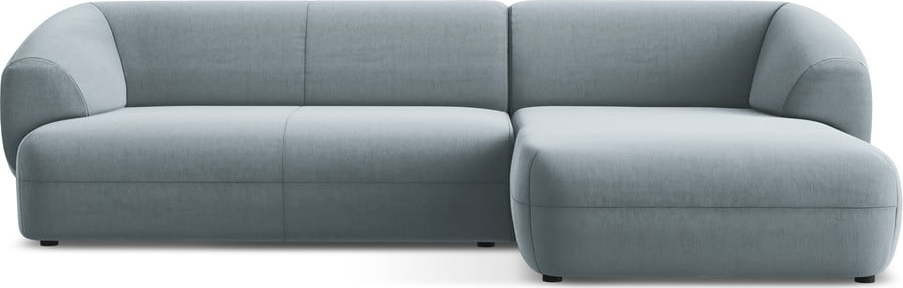 Světle modrá sametová rohová pohovka (pravý roh) Moana – Makamii