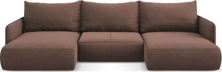 Růžová rozkládací/s úložným prostorem rohová pohovka Nanea – Makamii