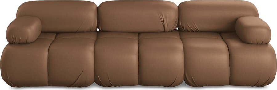 Hnědá modulární pohovka z imitace kůže 285 cm Lokua – Makamii