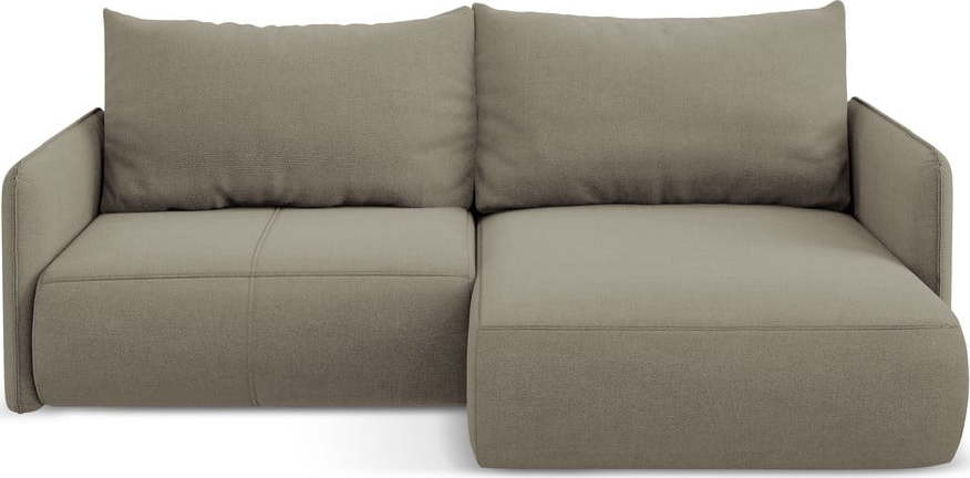 Béžová rozkládací/s úložným prostorem rohová pohovka (pravý roh) Nanea – Makamii