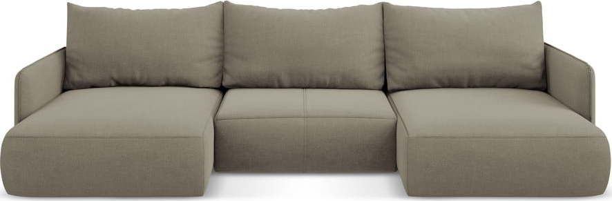 Béžová rozkládací/s úložným prostorem rohová pohovka Nanea – Makamii