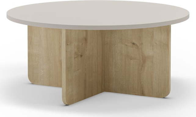 Kulatý konferenční stolek v dekoru dubu v krémovo-přírodní barvě ø 80 cm Hillary – Marckeric