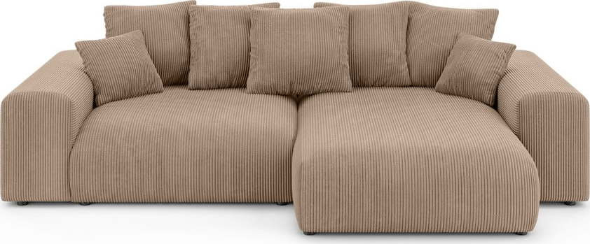 Béžová manšestrová rozkládací rohová pohovka s úložným prostorem (variabilní roh) Luma – Ropez