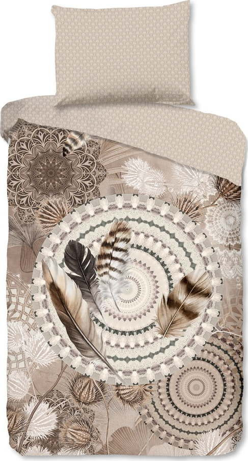 Hnědé flanelové povlečení na jednolůžko 140x200 cm Ringhda – HIP