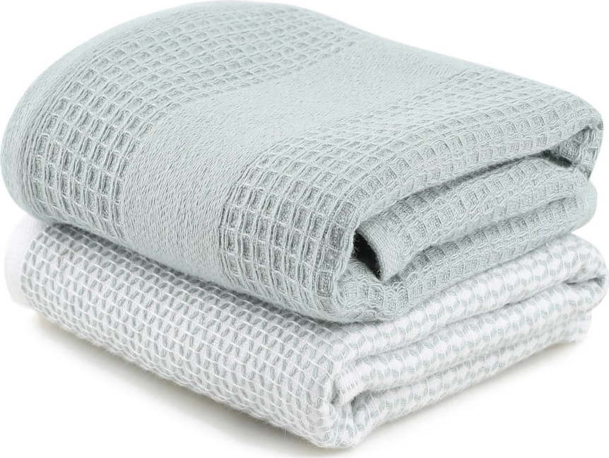 Vaflové ručníky v mentolové a šedé barvě v sadě 2 ks 40x60 cm Betty – Foutastic