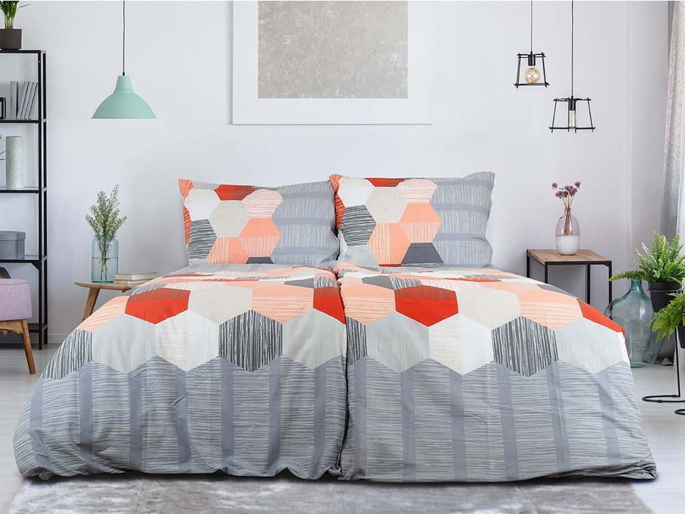 Šedé krepové povlečení na jednolůžko 140x200 cm Honey Comb – B.E.S.