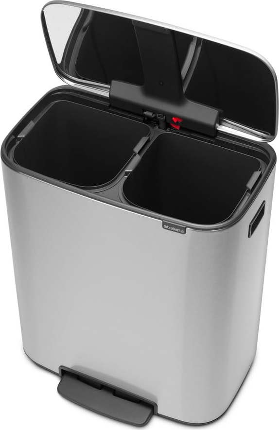 Nášlapný ocelový odpadkový koš na tříděný odpad v matně stříbrné barvě 2x30 l Bo – Brabantia