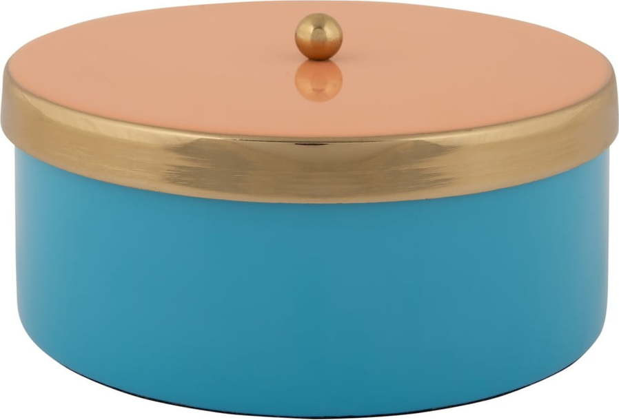 Modrý dekorativní kovový úložný box ø 16x6 cm Double Funky – PT LIVING