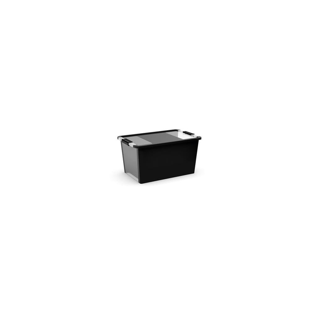 Černý plastový úložný box s víkem 55x35x28 cm Bi-Box L – KIS