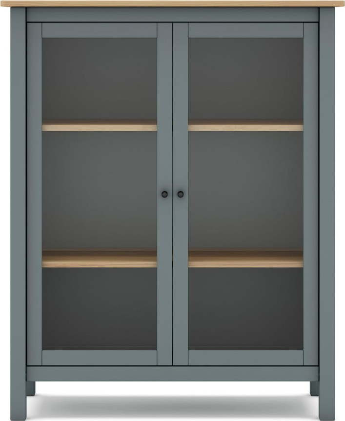 Zelenošedá/přírodní vitrína z borovicového dřeva 90x110 cm Misti – Marckeric