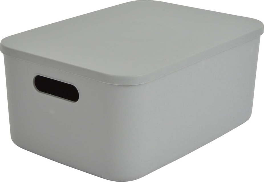 Šedý plastový úložný box s víkem 35,5x25,5x16 cm – Homéa