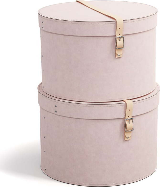 Světle růžové kartonové úložné boxy v sadě 2 ks s víkem/dekorativní ø 37,5x25 cm Rut Restore Paper Laminate – Bigso