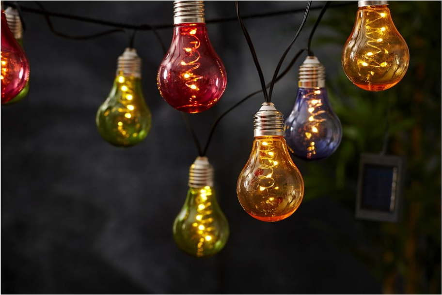 Barevný solární světelný LED řetěz vhodný do exteriéru Star Trading Glow, délka 1,9 m