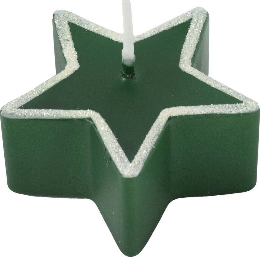 Sada 4 zelených svíček Unipar Star, doba hoření 4 h