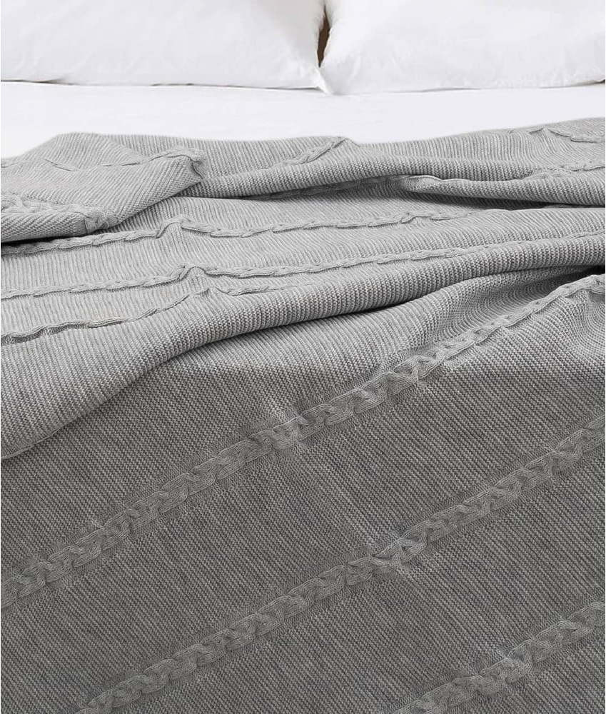 Šedý přehoz 200x220 cm Trenza – Oyo Concept
