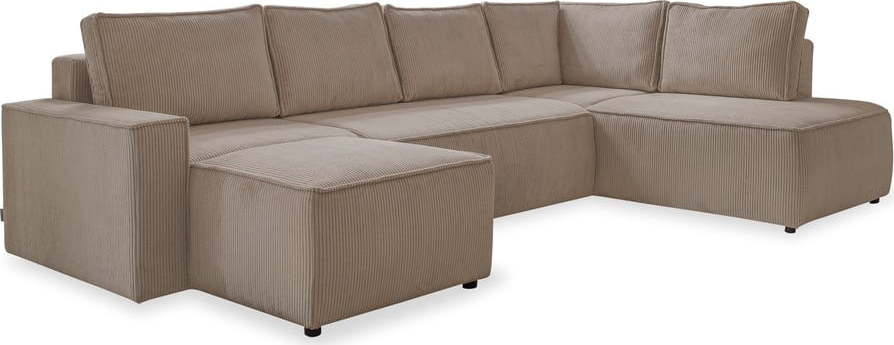 Béžová manšestrová rozkládací rohová pohovka (pravý roh/do 