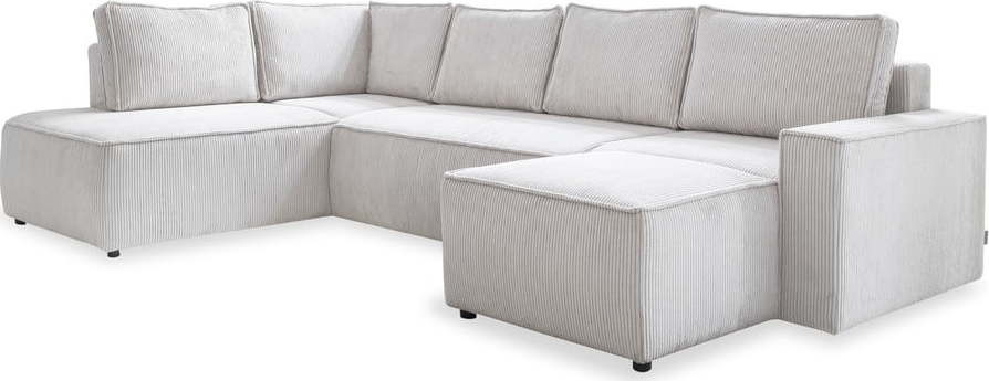 Bílá manšestrová rozkládací rohová pohovka (levý roh/do