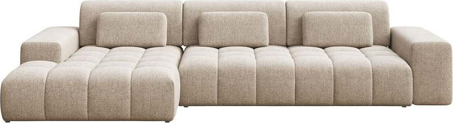 Béžová rohová pohovka (levý roh/s lenoškou) Chevi – Ghado
