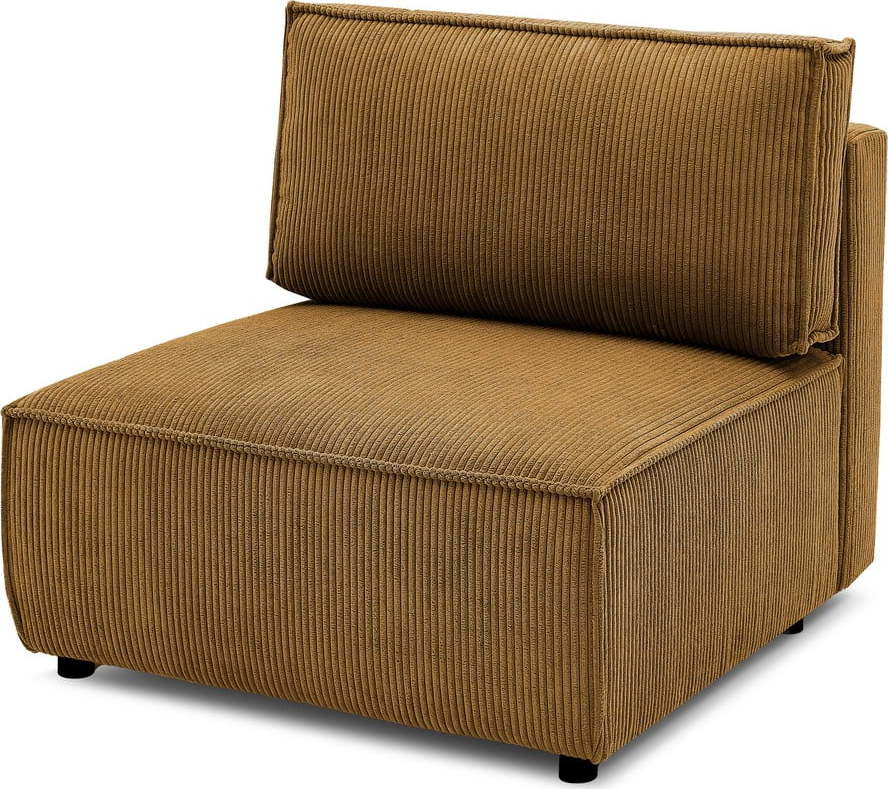 Manšestrový modul pohovky v hořčicové barvě, středový díl Nihad modular – Bobochic Paris