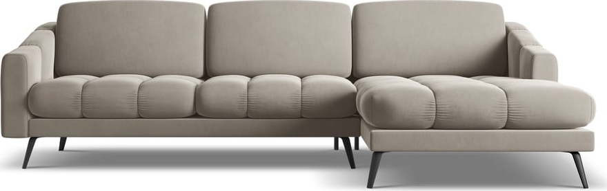 Béžová sametová rohová pohovka (pravý roh) Nalu – Makamii