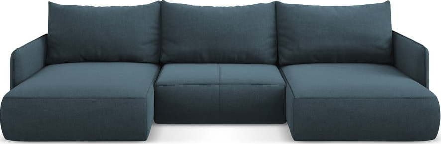 Modrá rozkládací/s úložným prostorem rohová pohovka Nanea – Makamii