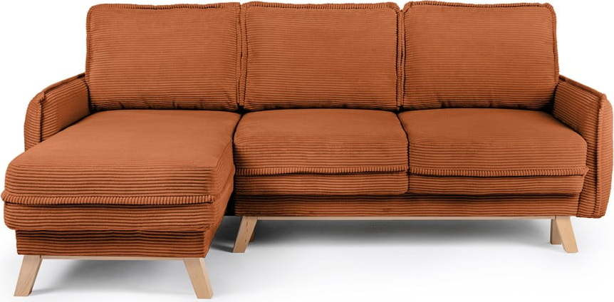 Variabilní oranžová manšestrová rozkládací rohová pohovka Tori – Bonami Selection