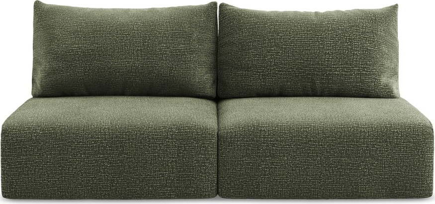 Zelená rozkládací/s úložným prostorem pohovka 216 cm Kalena – Makamii