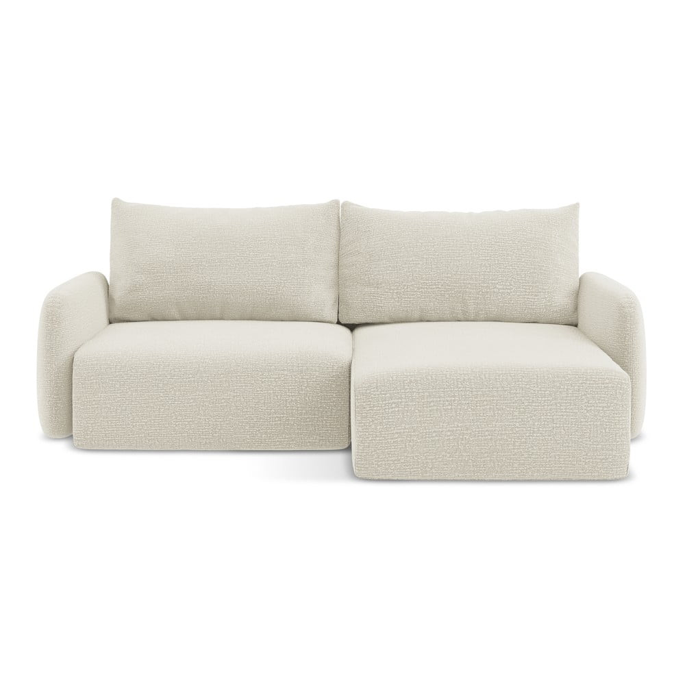 Krémová rozkládací/s úložným prostorem rohová pohovka (pravý roh) Kalena – Makamii