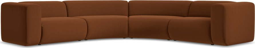 Oranžová/hnědá sametová rohová pohovka Ekahi – Makamii