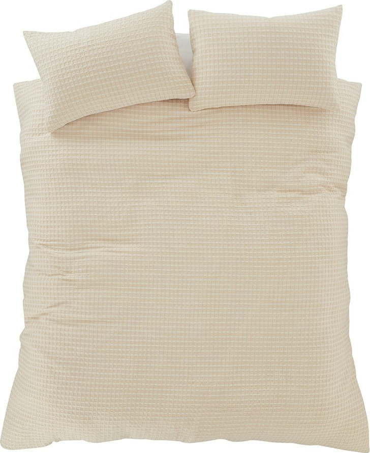 Béžové prodloužené povlečení na dvoulůžko 230x220 cm Muscat Waffle – Pineapple Elephant