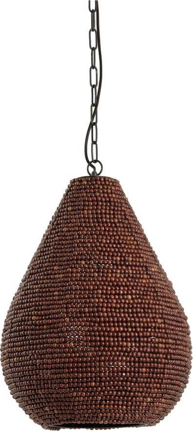 Hnědé závěsné svítidlo s dřevěným stínidlem ø 40 cm Kabinda – Light & Living