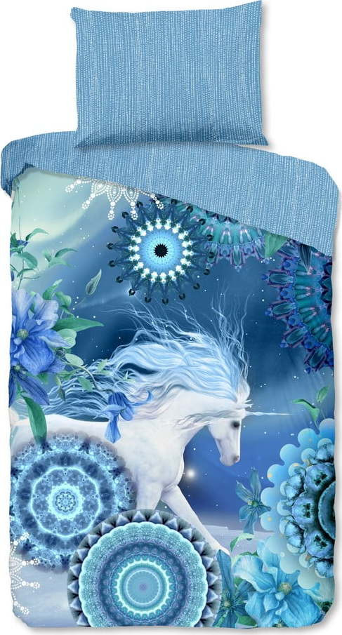 Modré flanelové povlečení na jednolůžko 140x200 cm Lumi – HIP