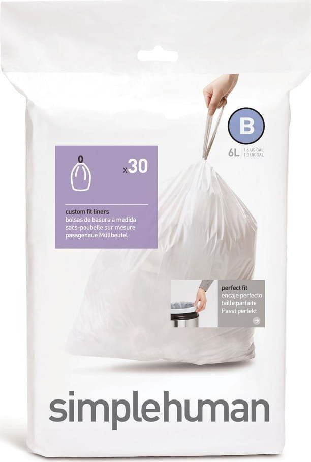 Stahovací pytle na odpadky v sadě 30 ks 6 l B – simplehuman